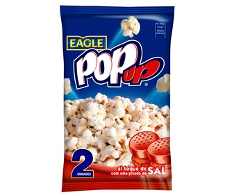 Palomitas de maíz al toque de sal para microondas POP UP paquete de 2 uds x 100 g. Palomitas de maíz al toque de sal para microondas POP UP paquete de 2 uds x 100 g.