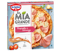Pizza congelada de queso y prosciutto con masa fina crujiente DR. OETKER La mia grande 400 g.