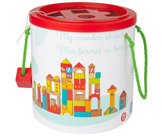 Cubo con 75 piezas de madera de colores para construcciones ONE TWO FUN ALCAMPO Baby. Cubo con 75 piezas de madera de colores para construcciones ONE TWO FUN ALCAMPO Baby.