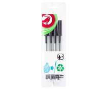Pack de bolígrafos reciclable tinta negra, 4 unidades, PRODUCTO ALCAMPO.