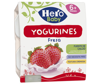 Postre lácteo de yogur con sabor a fresa, a partir de 6 meses HERO BABY Yogurines 4 uds de 100 gr. Postre lácteo de yogur con sabor a fresa, a partir de 6 meses HERO BABY Yogurines 4 uds de 100 gr.