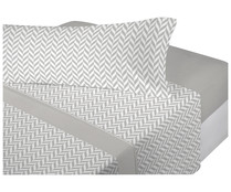 Juego de sábanas tejido pirineo para cama de 90cm, estampado espiga color gris, ACTUEL.