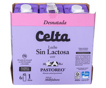 Leche desnatada de vaca, sin lactosa y de origen 100% gallega CELTA Pastoreo 6 x 1l.