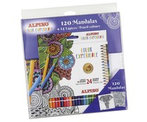 Set libro 120 mandalas + 24 lapices color experience, ALPINO.