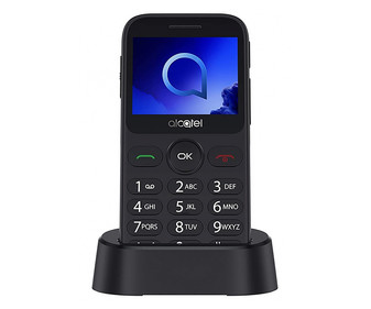 Teléfono móvil libre ALCATEL 2019G plata, pantalla 6,19cm (2,4"), teclas grandes, cámara 2 mpx, MicroSD, linterna, botón SOS.