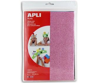 Bolsa de planchas de foam, goma eva de diferentes colores con purpurina y medidas de 210x297x2 milímetros APLI. Bolsa de planchas de foam, goma eva de diferentes colores con purpurina y medidas de 210x297x2 milímetros APLI.