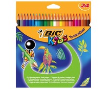 Caja con 24 lápices para colorear, con mina extra dura BIC Kids tropicolors.