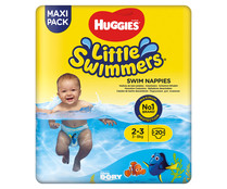 Pañales bañador unisex (bañador desechable) talla 2 - 3, para niños de 3 a 8 kilos HUGGIES Little swimmers 20 uds.