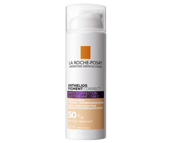 Crema solar protectora, antimanchas y unificadora del tono con FPS 50+ (muy alto) LA ROCHE POSAY Anthelios pigment correct 50 ml. Crema solar protectora, antimanchas y unificadora del tono con FPS 50+ (muy alto) LA ROCHE POSAY Anthelios pigment correct 50 ml.