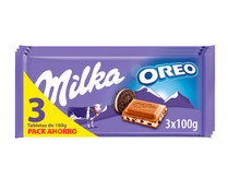 Chocolate de leche con trozos de Oreo, 3 uds. MILKA 300 g.