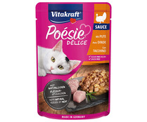 Alimento húmedo completo gatos adultos, pavo VITAKRAFT POESIE DELICE 85 g., 