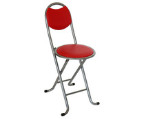 Silla plegable de acero y asiento de PVC color rojo, PRODUCTO ALCAMPO.