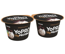 Yogur con virutas de chocolate, proteínas y sin azúcares añadidos ni grasa YOPRO de Danone 2 x 160 g.
