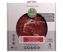 Estuche con sobres de jamón de bellota ibérico (50% raza ibérica), cortado en tapas ALCAMPO PRODUCCIÓN CONTROLADA 4 x 100 g.