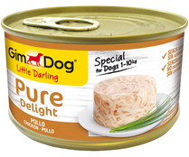 Alimento complementario para perros, latita puré delight de pollo GIM DOG 150 gr.
