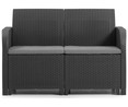 Conjunto de muebles de jardín Rosalie color grafito compuesto por 2 sillones individuales, sofá de 2 plazas y mesa, KETER.