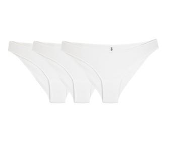 Pack de 3 bragas invisibles con cintura baja en algodón elástico y costuras planas MIMI, color blanco, talla L. Pack de 3 bragas invisibles con cintura baja en algodón elástico y costuras planas MIMI, color blanco, talla L.