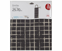 Bolsa para pan 100% algodón, 30x70cm., diseño estampado cuadros, ACTUEL. Bolsa para pan 100% algodón, 30x70cm., diseño estampado cuadros, ACTUEL.