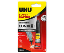 Aplicación fácil y controlada de la cantidad de adhesivo deseada, sin que gotee. Tecnología Direct-Stop en el interior del tubo, UHU.