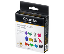 Pack de 12 marcadores de silicona con forma de animales para copas, QPRACTIKO.