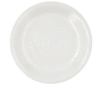 Plato de postre de gres color blanco con diseño en relieve, 19cm LA BOUCHÈE by La Cartuja de Sevilla.