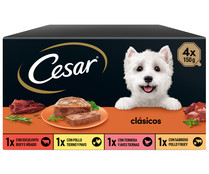 Comida para perro adulto a base de pollo, buey, ternera con pollo y cordero CÉSAR 150 gr.