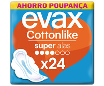 Compresas super con alas EVAX Cottonlike 24 uds