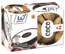 Coco relleno de delicioso helado con sabor a coco NORDWIK 2 x 150 ml.