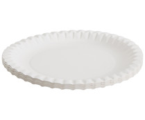 Set de 20 platos de postre desechables fabricados en cartón color blanco, 16cm. ACTUEL.
