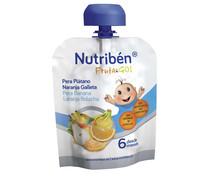 Bolsita de fruta (pera, platano y naranja) con galleta, a partir de 6 meses NUTRIBÉN Fruta & go! 90 g.