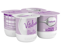 Yogur desnatado 0% materia grasa, natural VITALINEA de Danone 4 x 120 g.