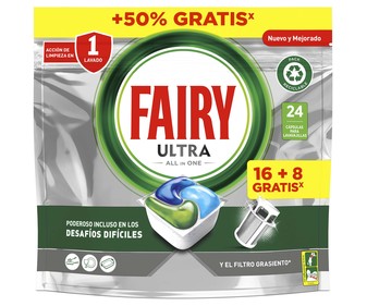 Detergemte em cápsulas para lavavajillas a máquina FAIRY Ultra 16+8 lavados 114 g. Detergemte em cápsulas para lavavajillas a máquina FAIRY Ultra 16+8 lavados 114 g.