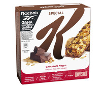 Barritas de cereales con chocolate negro KELLOGG´S SPECIAL K pack 6 uds. x 21,5 g.