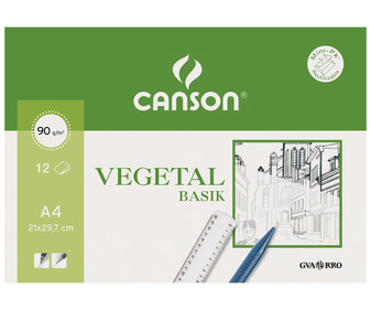 Bloc de dibujo de tamaño DIN-A4 apaisado, con 12 hojas papel vegetal (cebolla) de 90 g CANSON Bloc de dibujo de tamaño DIN-A4 apaisado, con 12 hojas papel vegetal (cebolla) de 90 g CANSON