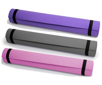 Esterilla de yoga de EVA 183x61cm, color morado, gris o rosa, FITNESS.