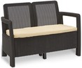 Conjunto de muebles de jardín de resina color marrón, 4 plazas con cojines incluidos, Tarifa Lounge ALLIBERT.