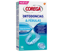 Pastillas limpiadoras de ortodoncias y férulas, de uso diario COREGA 36 uds.