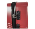 Maleta de cabina rígida de color rojo de 50 cm. tipo trolley con 4 ruedas y cierre por código, AIRPORT ALCAMPO.