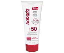 Protector facial solar con rosa mosqueta y protección solar 50 (muy alta) BABARIA 75 ml.