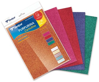 Pack de 5 cartulinas A4 colores purpurina, SADIPAL. Pack de 5 cartulinas A4 colores purpurina, SADIPAL.