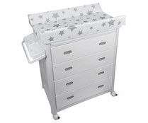 Bañera mueble PLASTIMYR con 4 cajones, bañera y cambiador antivuelco, estrellas.