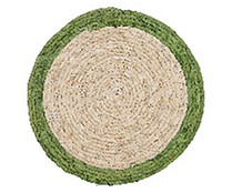 Mantel individual natural con filo verde, 38 cm, QUID.