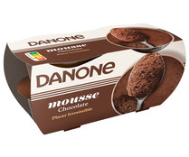 Mousse de textura ligera e inteso sabor a chocolate DANONE 4 x 60 g.