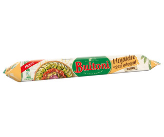 Masa redonda de hojaldre hecha con harina de trigo integral BUITONI 230 g. Masa redonda de hojaldre hecha con harina de trigo integral BUITONI 230 g.