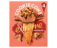 Conos de helado de chocolate con salsa de chocolate y trozos de galletas de chocolate EXTRÈME Cookie de Nestlé 4 x 110 ml.