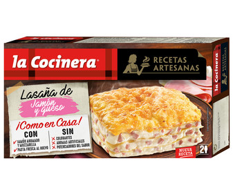 Lasaña de pasta fresca al huevo, rellena de jamón ahumado y Mozzarella LA COCINERA Recetas artesanas 530 g. Lasaña de pasta fresca al huevo, rellena de jamón ahumado y Mozzarella LA COCINERA Recetas artesanas 530 g.