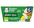 Postre 100% vegetal infantil con bebida de coco, mango y kiwi ecológicos, a partir de 6 meses GERBER Organic 4 x 90 g.