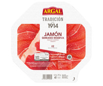 Jamón serrano reserva (12 meses de curación), cortado en lonchas muy finas ARGAL Tradición  80 g.