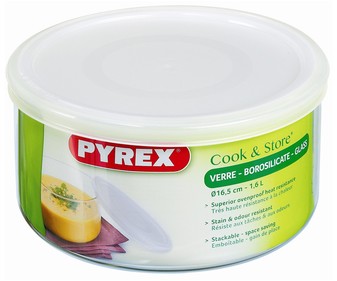 Tupper hérmético redondo de cristal con tapa, capacidad de 1.6 litros PYREX. Tupper hérmético redondo de cristal con tapa, capacidad de 1.6 litros PYREX.