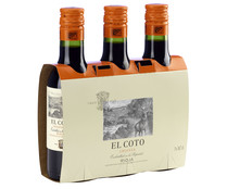 Vino tinto crianza con denominación de origen calificada Rioja EL COTO 3 x 18.7 cl.